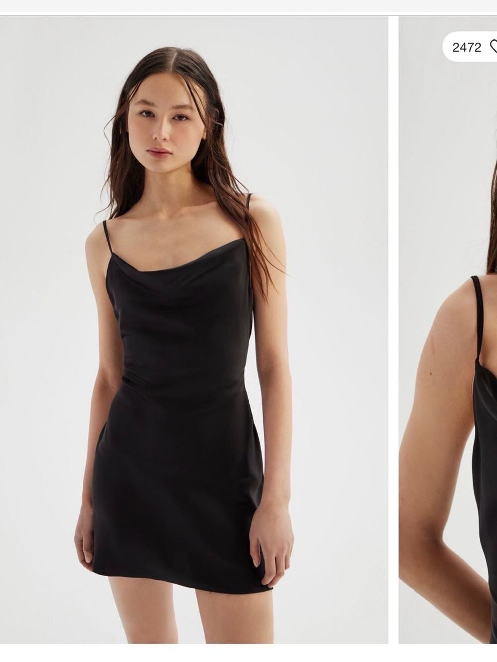 Urban Outfitters Mallory Satin Cowl Neck Slip Dress - Black Size XL